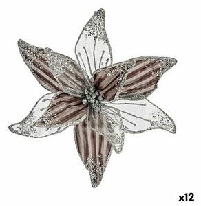 Decorative Flower Silver Plastic 25 x 25 x 7 cm (12 Units)