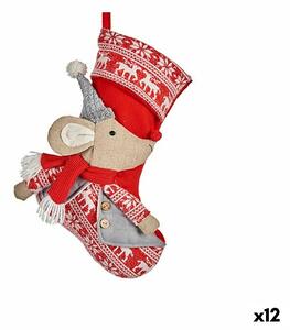 Christmas bauble Christmas Stocking Mouse Grey Polyester 31 x 5 x 48 cm (12 Units)