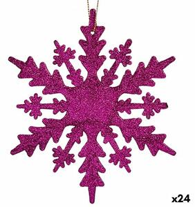 Christmas bauble Snowflakes Fuchsia Plastic Glitter 15 x 15 x 0,2 cm (24 Units)