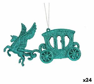 Christmas bauble Magical Carriage Green Plastic Glitter 15 x 8,5 x 4,5 cm (24 Units)