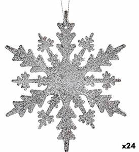 Christmas bauble Snowflakes Silver Plastic Glitter 15 x 15 x 0,2 cm (24 Units)