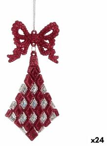 Christmas bauble Lasso Rhombus Fuchsia Plastic Glitter 7,5 x 1 x 15,5 cm (24 Units)