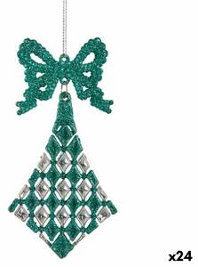 Christmas bauble Lasso Rhombus Green Plastic Glitter 7,5 x 1 x 15,5 cm (24 Units)