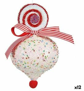 Christmas bauble Teardrop White 11 x 17 x 11 cm (12 Units)