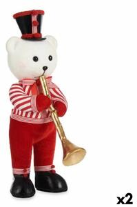 Decorative Figure Bear Trumpet White Black Red polystyrene 15 x 46 x 25 cm (2 Units)