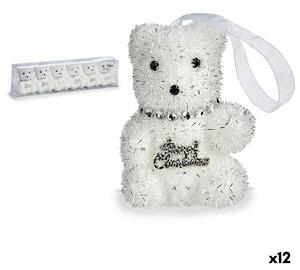 Christmas Decorations Set Bear Silver White 5,5 x 7 x 5,5 cm (12 Units)