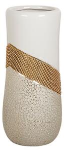 Vase Romimex White Golden Ceramic 14 x 30 x 14 cm