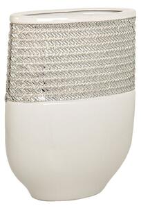 Vase Romimex White Silver Ceramic 18 x 25 x 9 cm