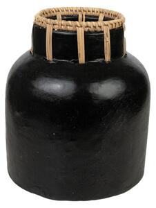 Vase Romimex Black Natural Ceramic Rattan 8 x 20 x 18 cm