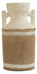 Vase Romimex White Sackcloth Ceramic 15 x 30 x 15 cm