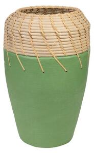 Vase Romimex Green Natural Ceramic Rattan 20 x 30 x 20 cm