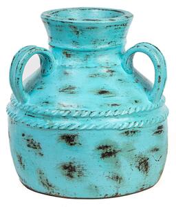 Vase Romimex Turquoise Ceramic 28 x 30 x 26 cm With handles