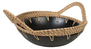 Centerpiece Romimex Black Natural Ceramic Rattan 25 x 10 x 30 cm 30 x 10 x 25 cm