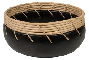 Centerpiece Romimex Black Natural Ceramic Rattan 20 x 12 x 30 cm