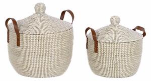 Basket set DKD Home Decor Natural Light brown Polyurethane Seagrass 42 x 42 x 45 cm