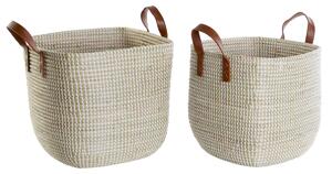 Basket set DKD Home Decor Natural Light brown Polyurethane Seagrass 38 x 38 x 35 cm