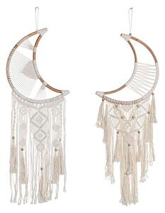 Hanging decoration Home ESPRIT Cream Natural Boho Macrame (2 Units)