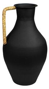 Vase Romimex Black Metal wicker 24 x 39 x 24 cm With handle