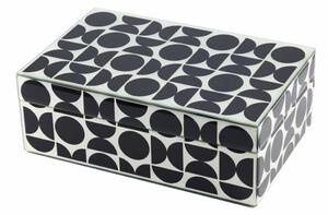 Jewelry box Romimex White Black Glass 25 x 11 x 18 cm