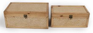 Set of decorative boxes Romimex Natural Wood (2 Pieces)