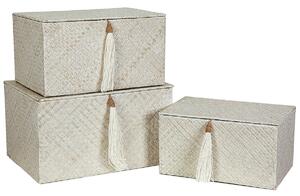 Set of decorative boxes Romimex Black Natural Fibre (3 Pieces)