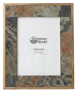 Photo frame Romimex Brown Wood Granite 23 x 28 x 3 cm