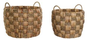 Basket set Home ESPRIT Natural Seagrass Natural Fibre Boho 43 x 43 x 39 cm (2 Pieces)