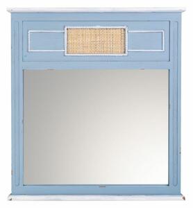 Wall mirror Alexandra House Living Blue Glass Rattan Fir wood 3 x 76 x 70 cm