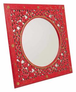 Wall mirror Alexandra House Living Red Glass Brass MDF Wood 1 x 84 x 84 cm