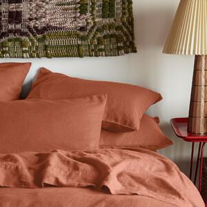 Burnt Orange Linen Blend Pillowcases (Pair) | Standard | Piglet in Bed