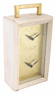 Table clock Alexandra House Living Brass Glass Iron Mango wood 9 x 30 x 15 cm