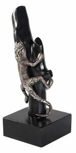 Decorative Figure Alexandra House Living Black Silver Metal Mango wood Lizard 17 x 32 x 13 cm