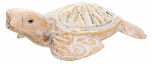 Decorative Figure Alexandra House Living White Natural Wood Glass Tortoise 8 x 20 x 31 cm