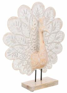 Decorative Figure Alexandra House Living Natural Glass MDF Wood Peacock 53 x 12 x 46 cm