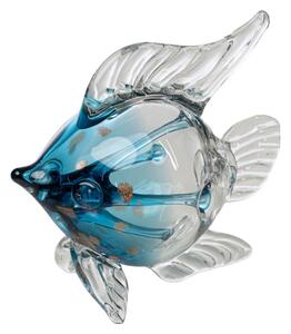 Decorative Figure Romimex Blue Glass Fish 20 x 21 x 20 cm