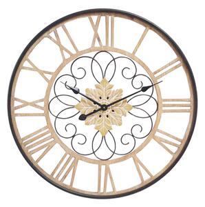 Wall Clock Romimex Black Wood Metal 50 x 50 x 5 cm