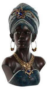 Decorative Figure Home ESPRIT Blue Black Golden African Woman 23 x 17 x 39 cm