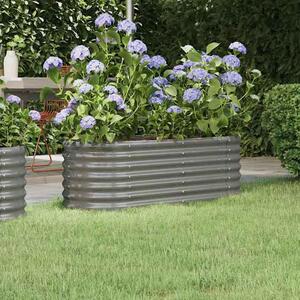 Modenza Oval 114 x 40 x 36cm Garden Galvanised Steel Planter in Grey