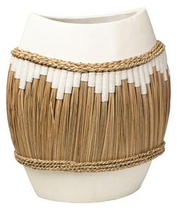 Vase Romimex White Natural Ceramic Natural Fibre 40 x 40 x 24 cm