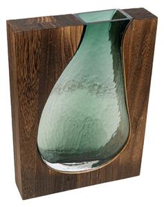 Vase Romimex Brown Green Wood Glass 22 x 30 x 6 cm