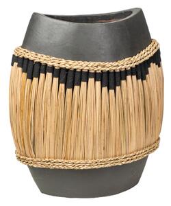 Vase Romimex Black Natural Ceramic Natural Fibre 40 x 40 x 24 cm