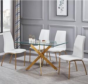 Daytona Small Glass Dining Table With 4 Opal White Chairs