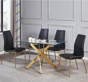 Daytona Small Glass Dining Table With 4 Opal Black Chairs