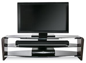 Francian Black Glass TV Stand With Black Wooden Frame