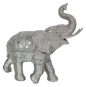 Decorative Figure Romimex Silver Elephant 39 x 35 x 15 cm