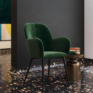 Fatwa Velvet Accent Chair With Black Metal Legs In Green