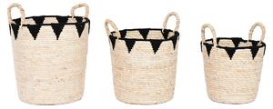 Basket set Home ESPRIT Black Natural Natural Fibre Boho 37 x 37 x 43 cm (3 Pieces)