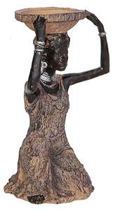 Decorative Figure Romimex Brown Natural African Woman 15 x 28 x 15 cm