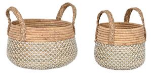 Basket set Home ESPRIT White Natural Light brown PVC Seagrass Rushes 35 x 35 x 30 cm (2 Pieces)