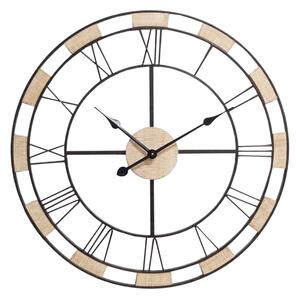 Wall Clock Romimex Black Natural Wood Metal 50 x 50 x 5 cm